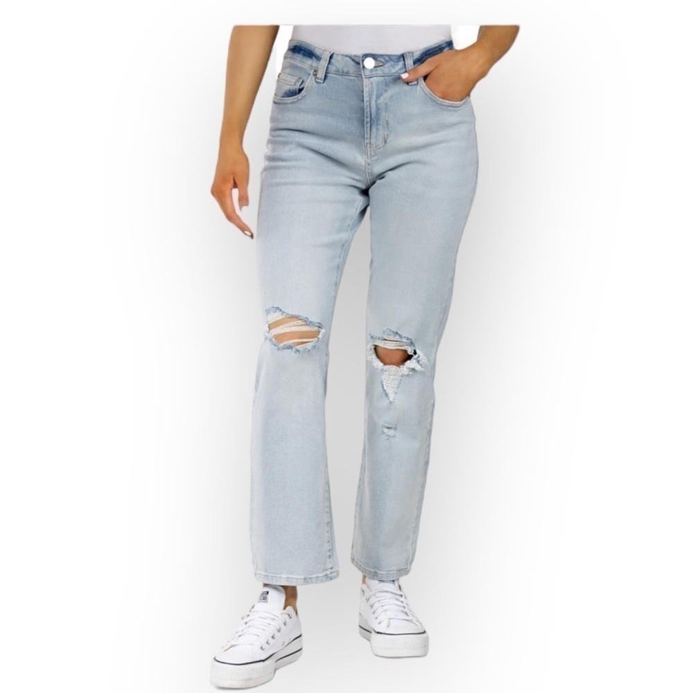 Indigo Rein High Rise Cropped Wide Leg Jeans